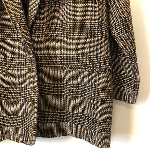 VTG 90s Plaid Woven Blazer Requirements Corp Core 8P Tailored Classic Longline - Picture 5 of 10
